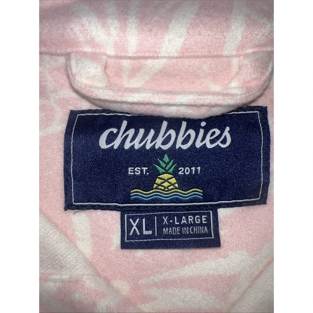 Chubbies Men's The Thigh Napple Pink Pineapple Fleece Flannel Over Shirt Size XL